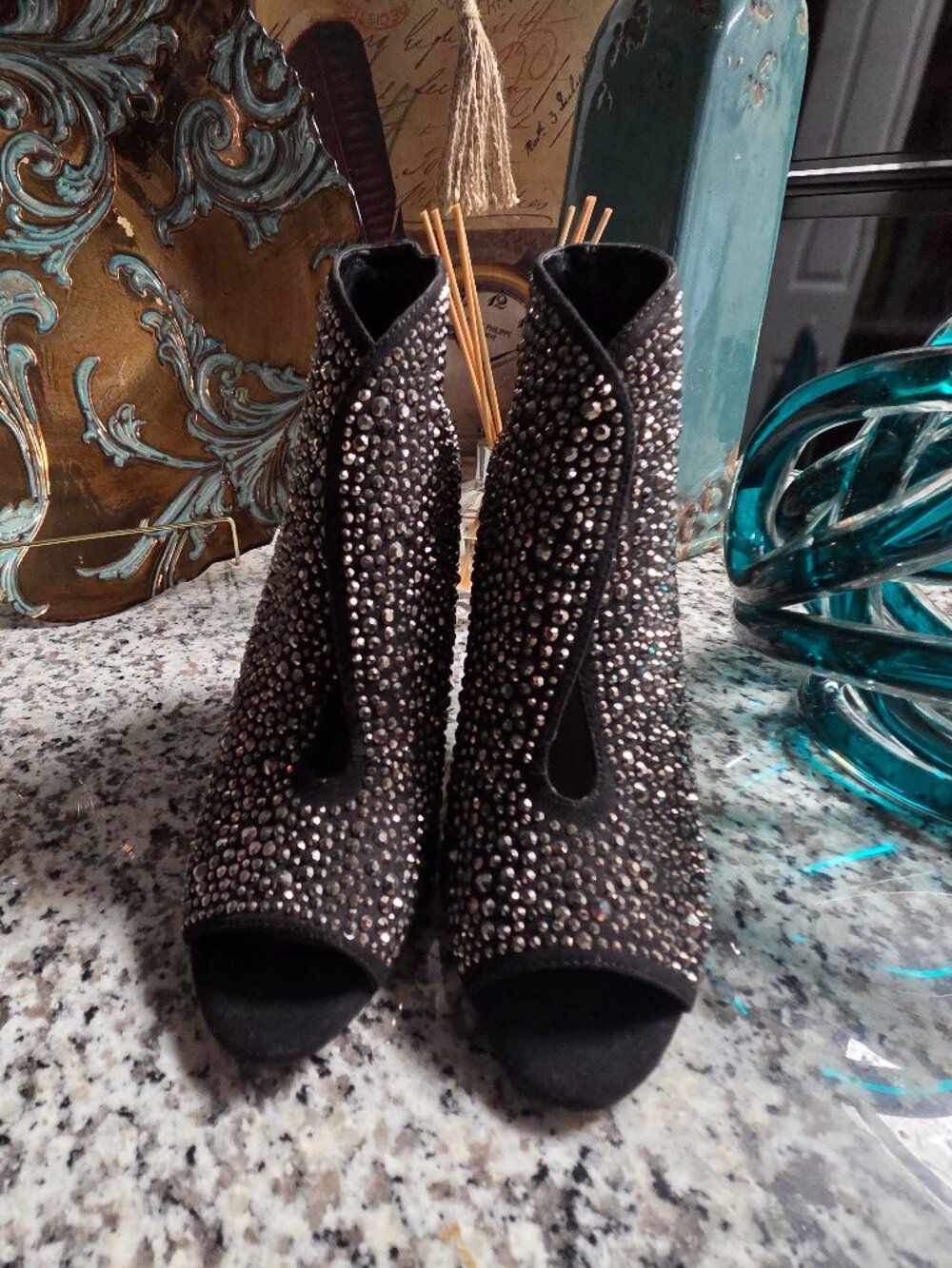 Black Studded Ankle Booties – Women’s 8 | High Heel | Rock Glam | Statement